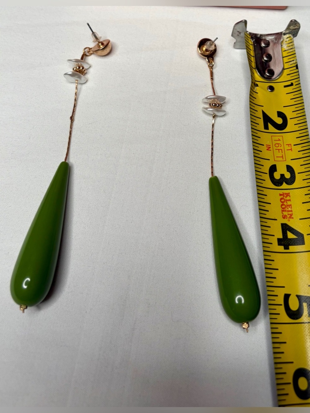 Ralph Lauren Green Drop Earrings in Olive & Gold Like New